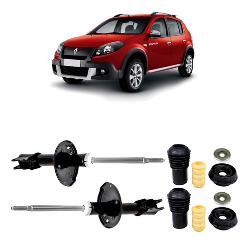 Par Amortecedor+kit Dianteiro Sandero Stepway 2011 2012 2013