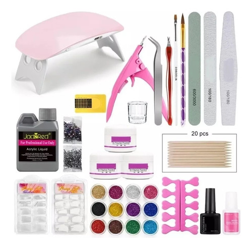 Kit Completo Uña Con Lampara+accesorios Profesional Manicure