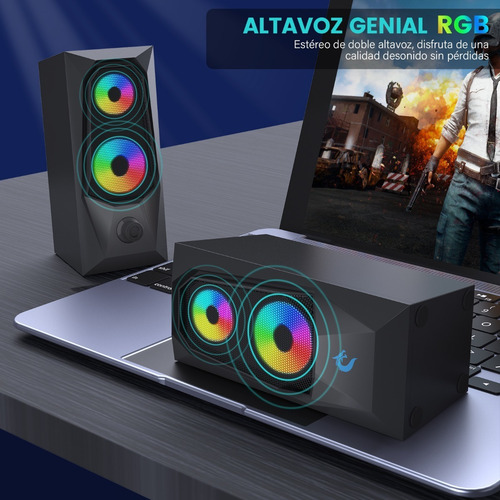 Imagen 2 de 7 de Bocina Para Usb K7 Altavoces De Pc Con Luz Led Cambio De Rgb