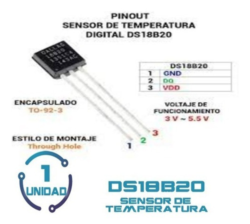 1 Unid Ds18b20 18b20 Sensor De Temperatura Arduino Y Esp32