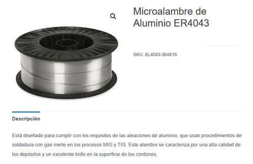 Alambre Mig Aluminio 5356 De 0.8 Mm X 1 Lb
