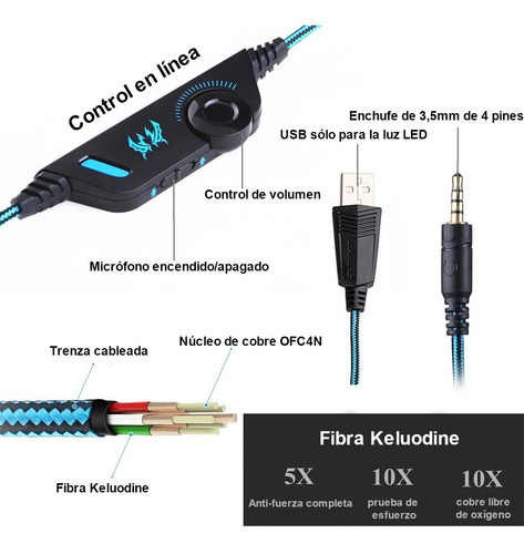 Audífonos G9000 Estéreo Con Luz Led Para Videojuegos Pc