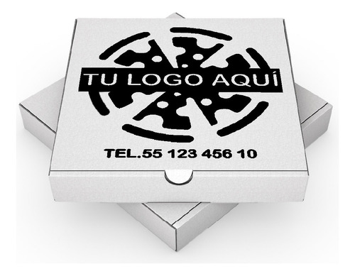 150 Cajas Blanca Pizza Personalizada Tu Logo 45 Cm Corrugado