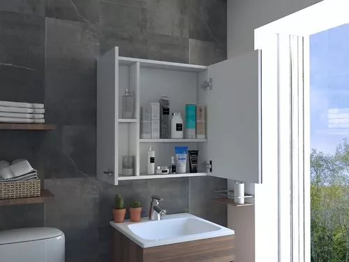  Gabinete de espejo de baño Gabinete de madera multiusos caja de  almacenamiento de cocina crema armario espejo 1 puerta estante baño  gabinete de pared (color: madera color, tamaño: 278,352.0 in) 
