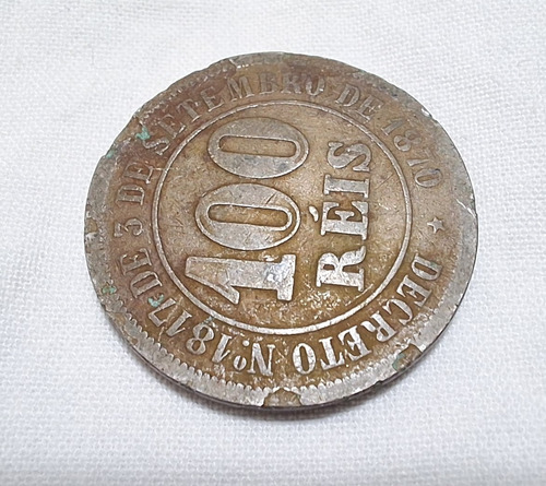 Moeda 100 Réis 1885 Brasil Com Defeito (Usado)