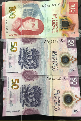 2 Billetes De 50 Serie Aa Y 1 Billete De 100 Serie Aa