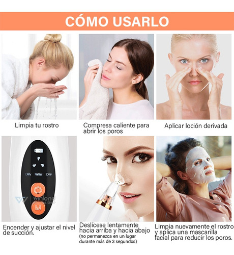 Removedor Espinillas,6 Sondas Succión Limpiadora Poros Acné