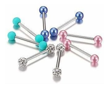 Imagen 3 de 5 de Fectas 14g Piercing De Pezon De Acero Inoxidable Quirurgico