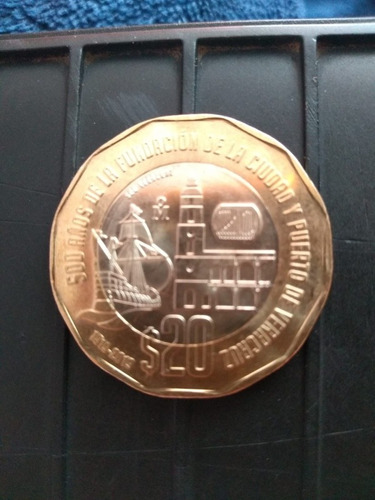 Moneda Colección $20 (500 Años Fundación Ciudad De Veracruz)