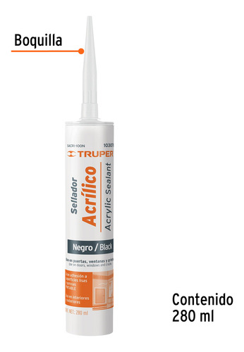 Sellador Acrílico De 280 Ml, Negro, Truper