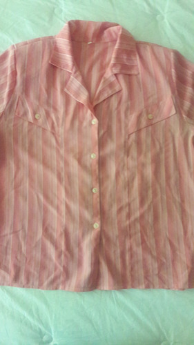 Camisa De Manga Corta Talle 4 En Rosa Y Beige Para Señoras