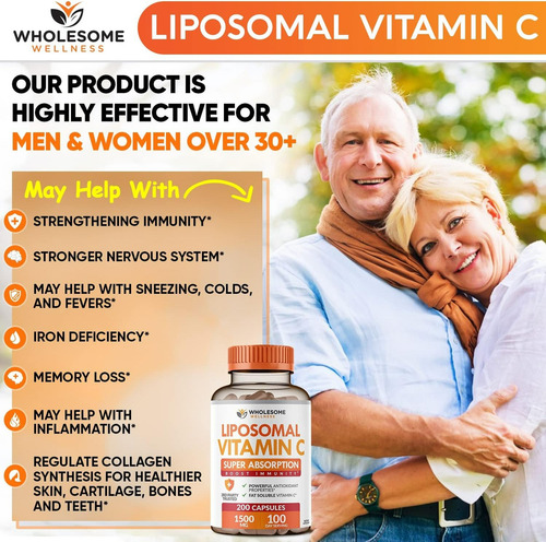 Vitamina C Liposomal Alta Absorcion 1500 Mg 200 Caps Sabor Sin Sabor