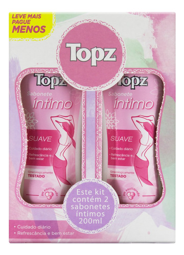 Pack Sabonete Líquido Íntimo Suave Topz Frasco 200ml Cada 2 Unidades Leve Mais Pague Menos