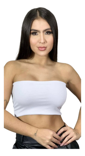 Crop Top Straples Licrado Doble Tela Basico Femenino Moda