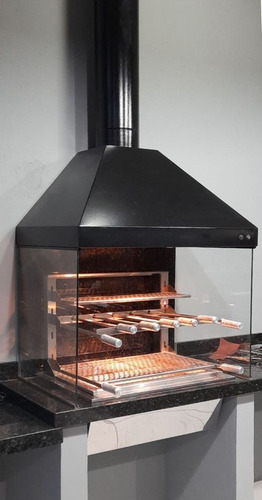 Churrasqueira Gourmet M. C/ Exaustor Aço Galvanizado Preto