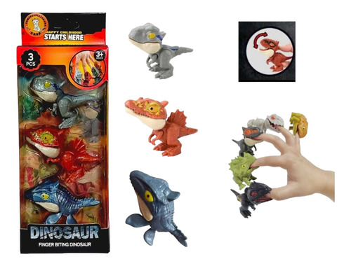 Pack 3 Juguetes Para Niños Jurassic Dinosaurios Mordelones