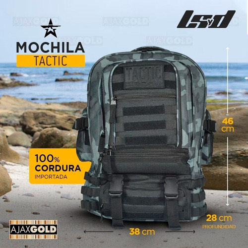Imagen 2 de 10 de Mochila Tactica Militar Camping Asalto Trekking 45 Litros