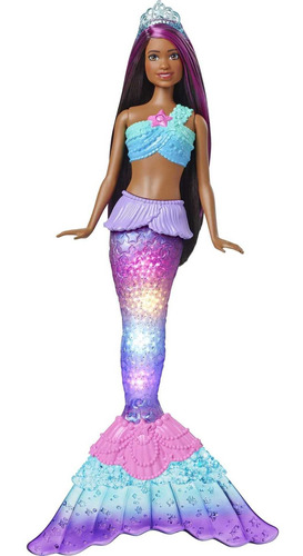 Muñeca Barbie De Sirena Con Cola Iluminada Parpadeante Activ