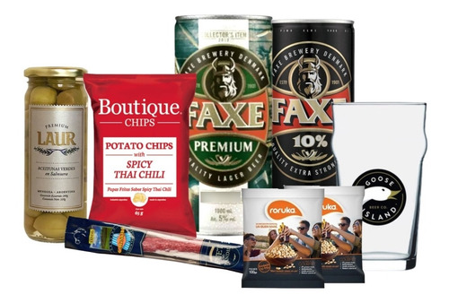 Cerveza Faxe Premium / Strong 1l + Salame + Aceitunas. Combo
