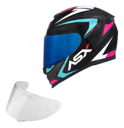 Capacete Asx Eagle + Viseira Azul Masculino Feminino De Moto