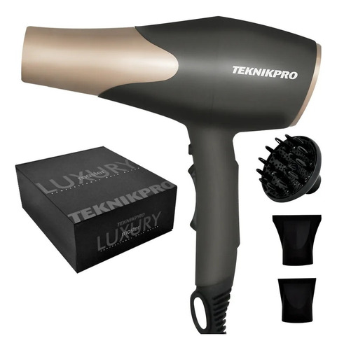 Secador De Pelo Profesional Luxury Master Teknikpro Color Negro