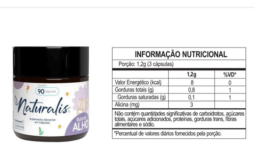 Óleo De Alho Cru Naturalis 90 Cápsulas Kit Com 3 Potes