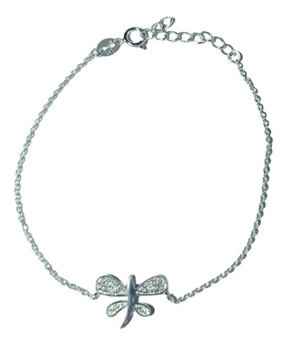 Pulsera Plata 925 Dije Mariposa Con Cubic 18cm Diámetro 2 Cm Largo 18 Cm