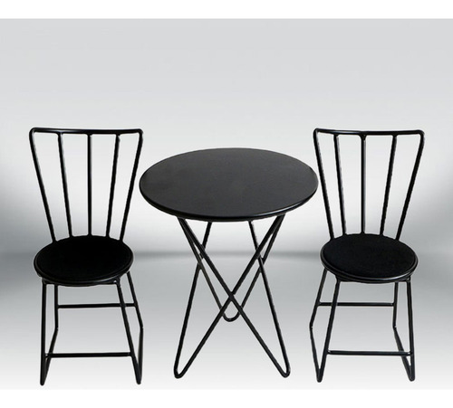 Y Sillas De Metal Vintage Casa De Muñecas Conjunto De Negro