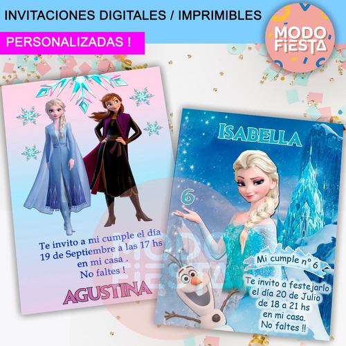 Invitaciones Digitales Cumpleaños Imprimibles Frozen