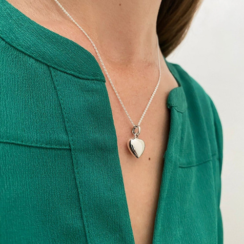 Imagen 5 de 9 de Collar De Plata 925 Dije De Corazón Abombado Mujer Agálea