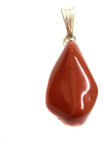 Pingente Prateado De Jaspe Vermelho Pedra Natural 483