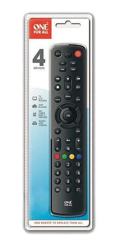Imagen 3 de 3 de Control Remoto Universal 4 En 1 Tvs One For All Urc 1249