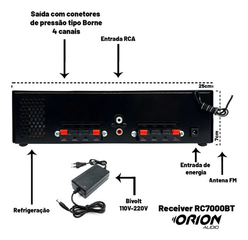 Kit Som Ambiente Amplificador Rc7000 + 2 Sp400 60wrms