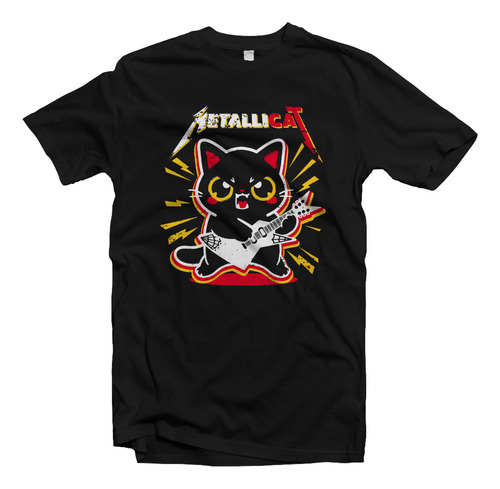 Playera Mascotas Animales Gatos Rock Gato Metallicat N01