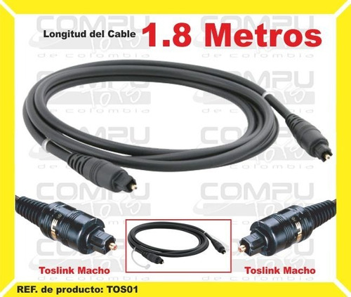 Cable Fibra Óptica Toslink 1.8 M Ref: Tos01 Computoys Sas