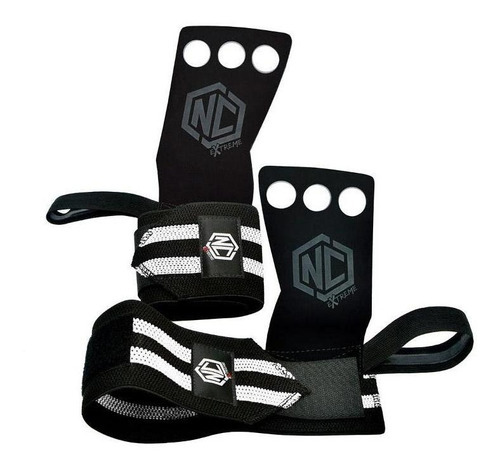 Luva Grip Munhequeira Pull Up Cross -tam M - Preto C/ Branco Cor Preto/Branco Tamanho GG