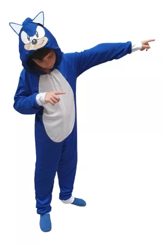 Pijama Infantil Macacão Kigurumi Fantasia Sonic Parmalat