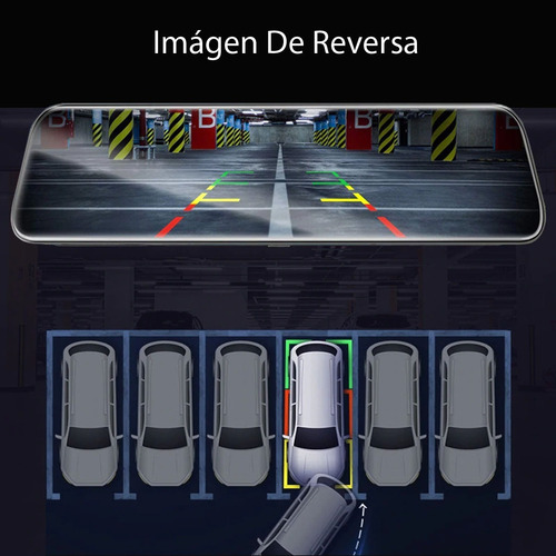Imagen 9 de 10 de Espejo Retrovisor Doble Camara Reversa Hopemob 9.6 Touch Hd
