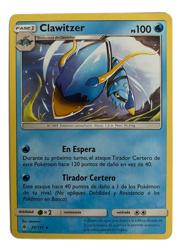 Clawitzer Carta Pokémon Original Tcg Español