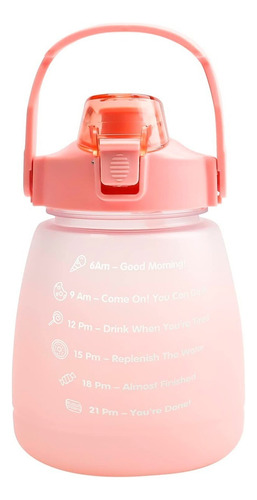Botella De Agua Deportiva Motivacional 1 Lt Gran Capacidad Color Rosa