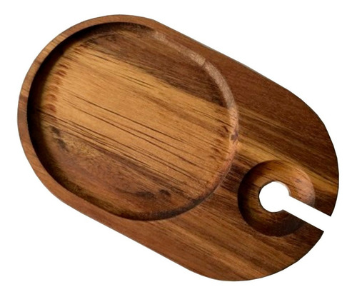 Plato Con Porta Copa Madera Eventos Picadas 29x16cm Lxa