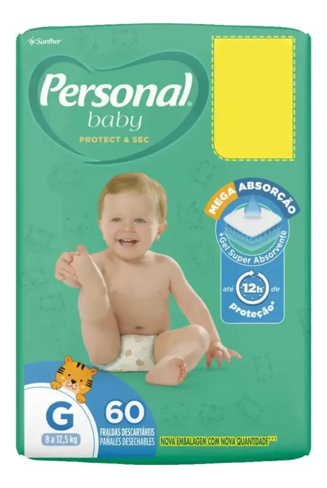 Fraldas Descartáveis Soft & Protect Pacote Hiper Tamanho G Personal
