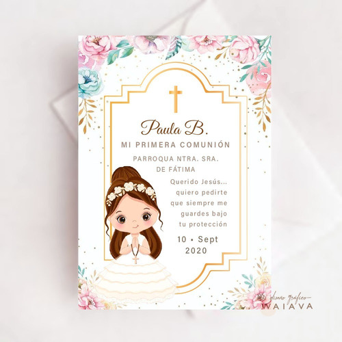 Imagen 5 de 10 de Estampas Primera Comunión Tarjetas Nenas X 4u
