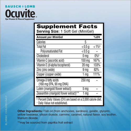 Ocuvite Adult 50+ Plus Bausch + Lomb 150 Softgels Eeuu