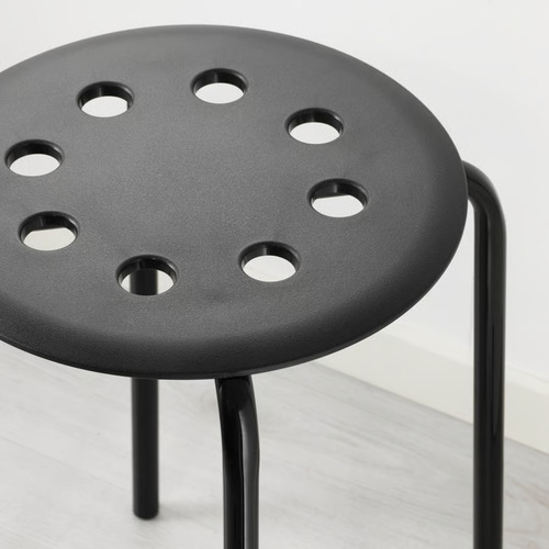 Banco Apilable De 45 Cm - Funcional, Resistente Y Compacto Metal Negro