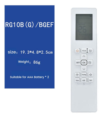 Imagen 6 de 8 de Control Remoto De Aire Acondicionado Rg10b (g) /bgef Para Mi