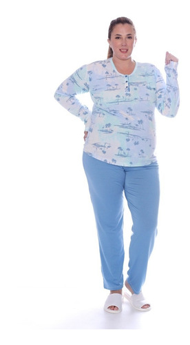 Imagen 5 de 7 de Pijama De Mujer Invierno Talle Grande Art 580