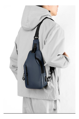 Bolso De Pecho Cruzado De Color Liso De Moda Para Hombre