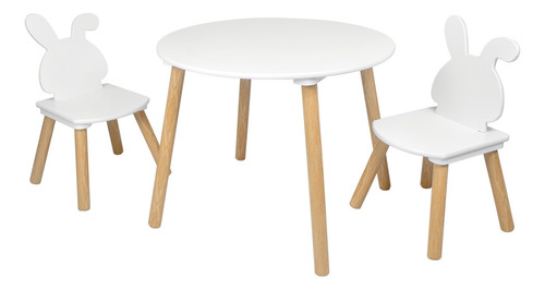 Mesa Escritorio Sillas Montessori Multifuncional Niños Color Blanco Redondo