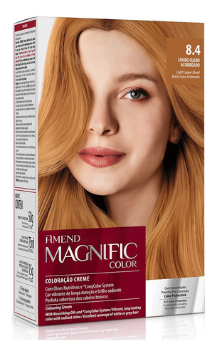 Kit Tintura Amend  Magnific color Kit coloração creme tom 8.4 loiro claro avermelhado